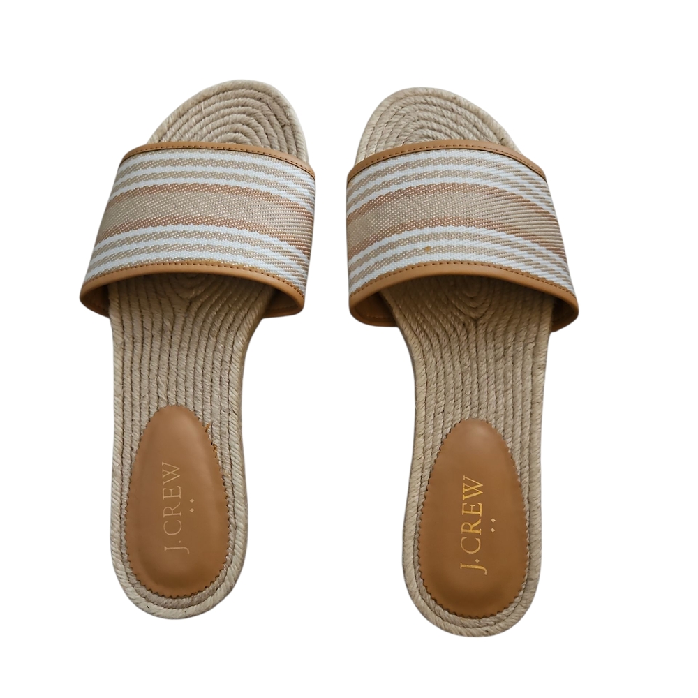 J. Crew Tan and White Minimalist Sandals